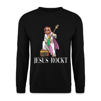 Jesus Rockt für einen Männer und Frauen - Unisex Pullover - Schwarz - Vorne - Alina (178cm) & Michal (187cm)