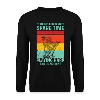 Harfenspieler Harfenist Retro - Unisex Pullover - Schwarz - Vorne - Alina (178cm) & Michal (187cm)