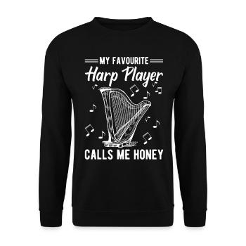 Harfenspieler Harfenist - Unisex Pullover - Schwarz - Vorne - Alina (178cm) & Michal (187cm)