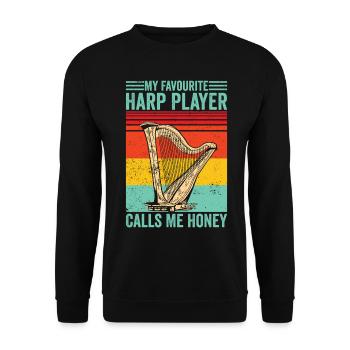 Harfenspieler Harfenist Retro - Unisex Pullover - Schwarz - Vorne - Alina (178cm) & Michal (187cm)