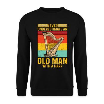 Harfenspieler Harfenist Retro - Unisex Pullover - Schwarz - Vorne - Alina (178cm) & Michal (187cm)