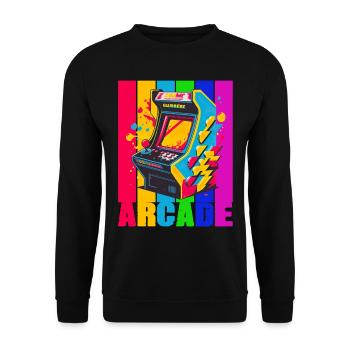 Retro Arcade Game Videospiel für Gamer - Unisex Pullover - Schwarz - Vorne - Alina (178cm) & Michal (187cm)