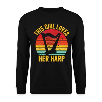 Harfenspieler Harfenist Retro - Unisex Pullover - Schwarz - Vorne - Alina (178cm) & Michal (187cm)