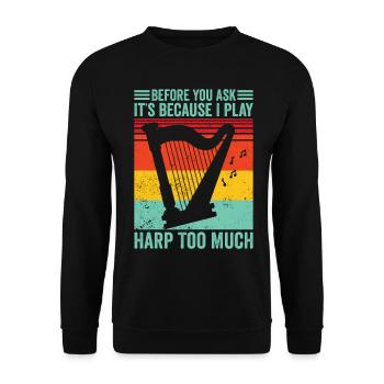 Harfenspieler Harfenist Retro - Unisex Pullover - Schwarz - Vorne - Alina (178cm) & Michal (187cm)