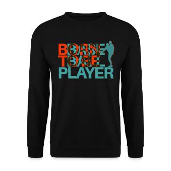 Born To Be Baseballspieler, lustiger - Unisex Pullover - Schwarz - Vorne - Alina (178cm) & Michal (187cm)
