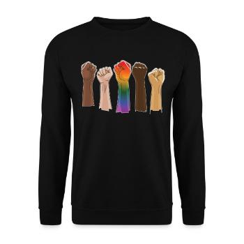 Raised fist, black power unit, - Unisex Sweatshirt - black - Front - Alina (178cm) & Michal (187cm)