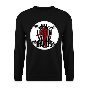 Funny baseball player with reclining - Unisex Sweatshirt - black - Front - Alina (178cm) & Michal (187cm)