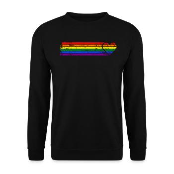 Gay Pride LGBT Flagge Regenbogen Herz - Unisex Pullover - Schwarz - Vorne - Alina (178cm) & Michal (187cm)