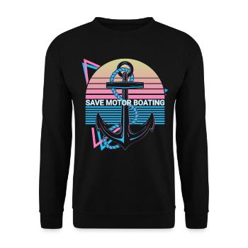 Lustige Bootsfahrt Retro - Unisex Pullover - Schwarz - Vorne - Alina (178cm) & Michal (187cm)