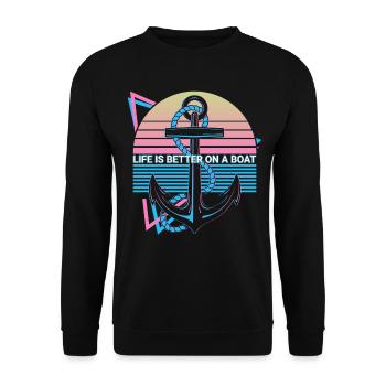 Lustige Bootsfahrt Retro - Unisex Pullover - Schwarz - Vorne - Alina (178cm) & Michal (187cm)