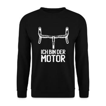 Ich Bin Der Motor Lustiges Biker MTB - Unisex Pullover - Schwarz - Vorne - Alina (178cm) & Michal (187cm)