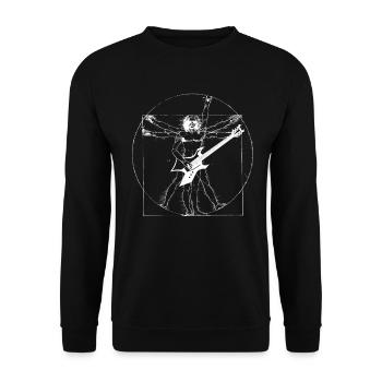 Vitruvian Man Gitarrenspieler Da Vinci - Unisex Pullover - Schwarz - Vorne - Alina (178cm) & Michal (187cm)