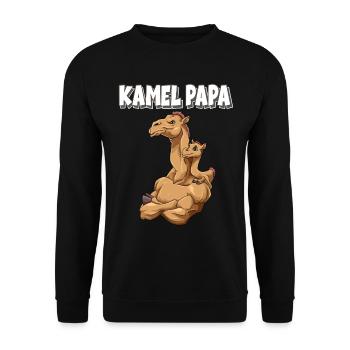 Kamel Papa für Papas - Unisex Pullover - Schwarz - Vorne - Alina (178cm) & Michal (187cm)