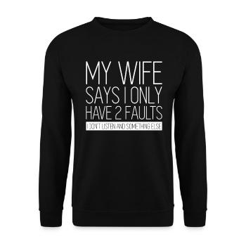 Drôle Ma femme dit que je n’en ai que 2 - Sweat-shirt Unisexe - noir - Devant - Alina (178cm) & Michal (187cm)