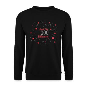 1000 Follower Danke Fans Social Media - Unisex Pullover - Schwarz - Vorne - Alina (178cm) & Michal (187cm)