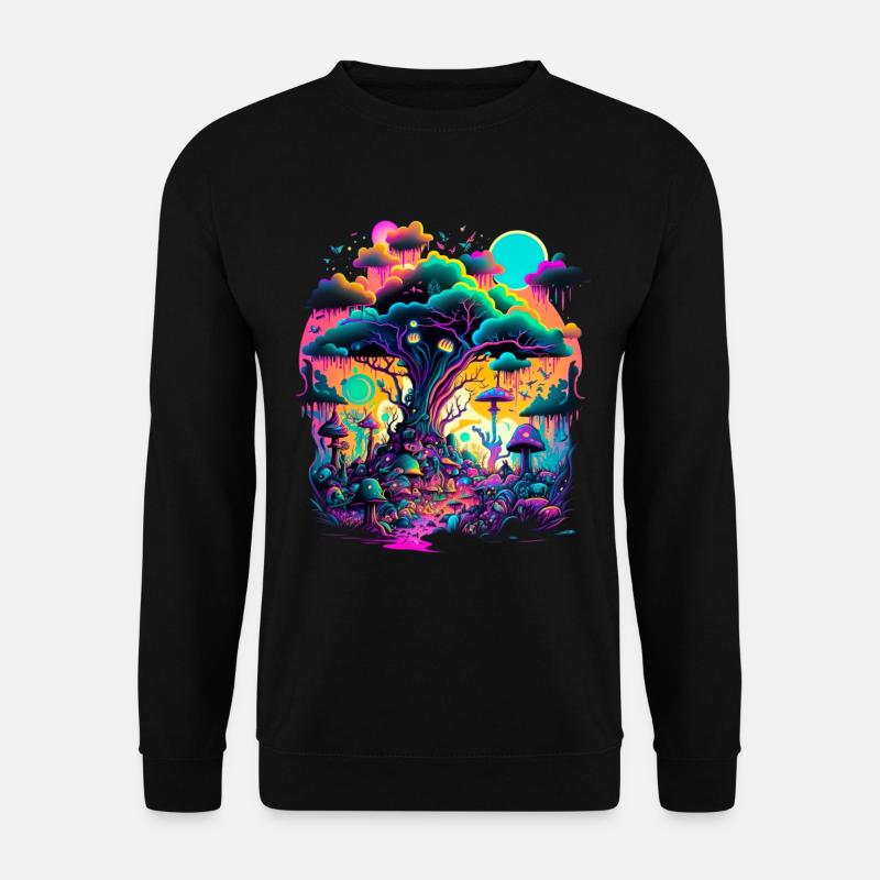Futuristische Fantasy Pilzlandschaft Pilze - Unisex Pullover - Schwarz