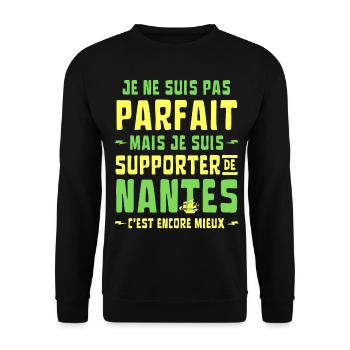 Nantes Football Supporter Je ne suis pas Parfait - Sweat-shirt Unisexe - noir - Devant - Alina (178cm) & Michal (187cm)