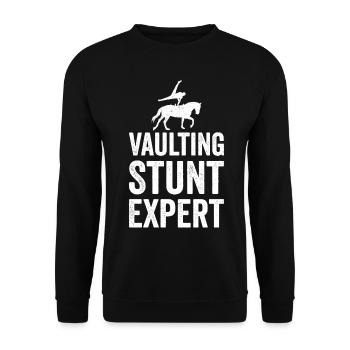 Lustiges Voltigieren auf dem Pferd - Unisex Pullover - Schwarz - Vorne - Alina (178cm) & Michal (187cm)
