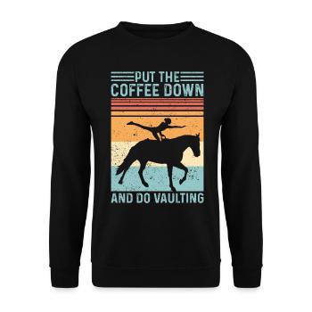 Turn off coffee Horse vaulting retro - Unisex Sweatshirt - black - Front - Alina (178cm) & Michal (187cm)