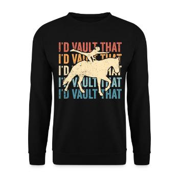 Lustiges Reitpferd Voltigieren Retro - Unisex Pullover - Schwarz - Vorne - Alina (178cm) & Michal (187cm)