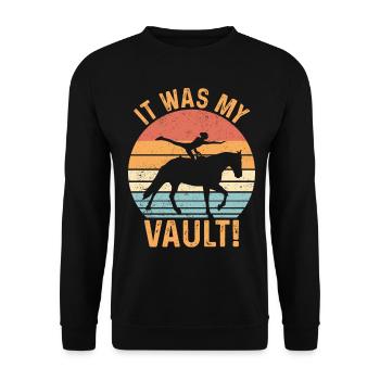 Lustiges Reitpferd Voltigieren Retro - Unisex Pullover - Schwarz - Vorne - Alina (178cm) & Michal (187cm)