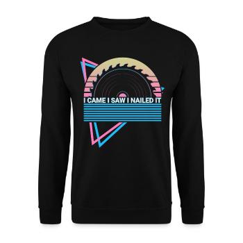 Funny Carpenter Retro Carpentry - Unisex Sweatshirt - black - Front - Alina (178cm) & Michal (187cm)