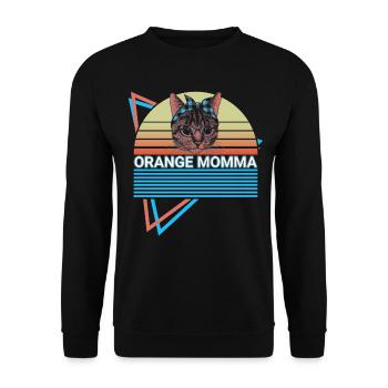 Funny Orange Cat Retro - Unisex Sweatshirt - black - Front - Alina (178cm) & Michal (187cm)