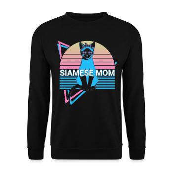 Drôle de chat siamois Rétro - Sweat-shirt Unisexe - noir - Devant - Alina (178cm) & Michal (187cm)