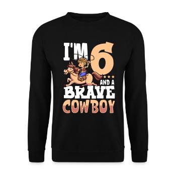 I'm 6 - Boy Cowboy - Unisex Sweatshirt - black - Front - Alina (178cm) & Michal (187cm)