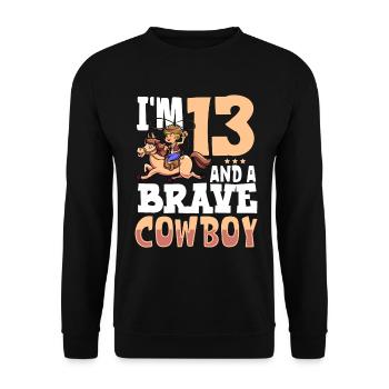 I'm 13 - Boy Cowboy - Unisex Sweatshirt - black - Front - Alina (178cm) & Michal (187cm)