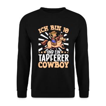 Ich bin 10 - Jungen Cowboy - Unisex Pullover - Schwarz - Vorne - Alina (178cm) & Michal (187cm)