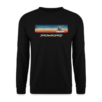 Retro Snowboard Distressed Vintage - Unisex Pullover - Schwarz - Vorne - Alina (178cm) & Michal (187cm)