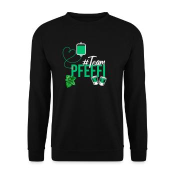 Team Pfeffi - Lustiges Party Pfefferminz - Unisex Pullover - Schwarz - Vorne - Alina (178cm) & Michal (187cm)