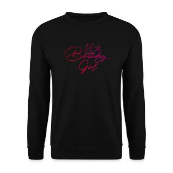 18. Geburtstag Mädchen 18. Jahre alt - Unisex Pullover - Schwarz - Vorne - Alina (178cm) & Michal (187cm)