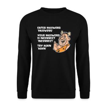 Funny Caveman Password Entry UX UI - Unisex Sweatshirt - black - Front - Alina (178cm) & Michal (187cm)
