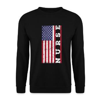 Patriotische Krankenschwester, - Unisex Pullover - Schwarz - Vorne - Alina (178cm) & Michal (187cm)