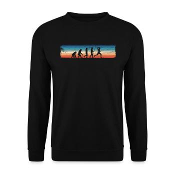 Retro Running Evolution – Lustiger - Unisex Pullover - Schwarz - Vorne - Alina (178cm) & Michal (187cm)