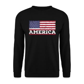 USA Flagge Amerika Patriotische - Unisex Pullover - Schwarz - Vorne - Alina (178cm) & Michal (187cm)