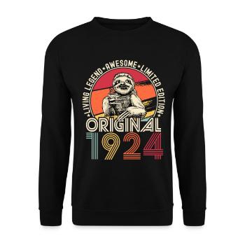 1924 Birthday vintage vintage sloth gift - Unisex Sweatshirt - black - Front - Alina (178cm) & Michal (187cm)