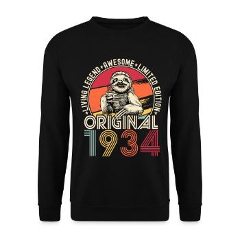 1934 Anniversaire vintage vintage paresseux cadeau - Sweat-shirt Unisexe - noir - Devant - Alina (178cm) & Michal (187cm)