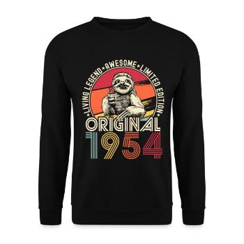 1954 Birthday vintage vintage sloth gift - Unisex Sweatshirt - black - Front - Alina (178cm) & Michal (187cm)