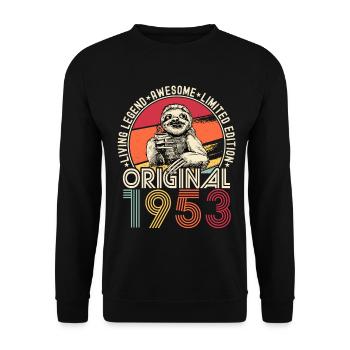 1953 Anniversaire vintage vintage paresseux cadeau - Sweat-shirt Unisexe - noir - Devant - Alina (178cm) & Michal (187cm)