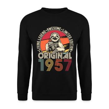 1957 Birthday vintage vintage sloth gift - Unisex Sweatshirt - black - Front - Alina (178cm) & Michal (187cm)