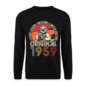 1959 Birthday vintage vintage sloth gift - Unisex Sweatshirt - black - Front - Alina (178cm) & Michal (187cm)