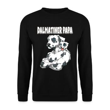 Dalmatiner Papa mit Dalmatiner Kind - Unisex Pullover - Schwarz - Vorne - Alina (178cm) & Michal (187cm)