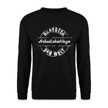 Ironisches Okayster Arbeitskollege der - Unisex Pullover - Schwarz - Vorne - Alina (178cm) & Michal (187cm)