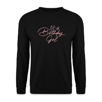 Geburtstagsparty zum 18. Geburtstag für - Unisex Pullover - Schwarz - Vorne - Alina (178cm) & Michal (187cm)