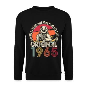 1965 Birthday vintage vintage sloth gift - Unisex Sweatshirt - black - Front - Alina (178cm) & Michal (187cm)