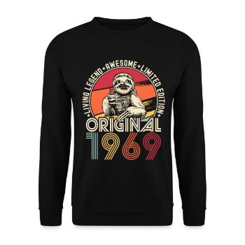 1969 Birthday vintage vintage sloth gift - Unisex Sweatshirt - black - Front - Alina (178cm) & Michal (187cm)