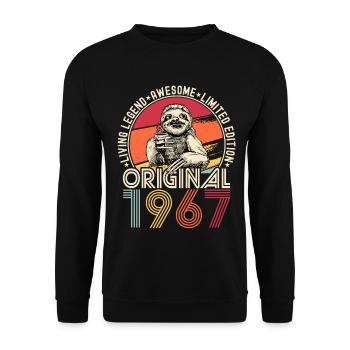 1967 Birthday vintage vintage sloth gift - Unisex Sweatshirt - black - Front - Alina (178cm) & Michal (187cm)